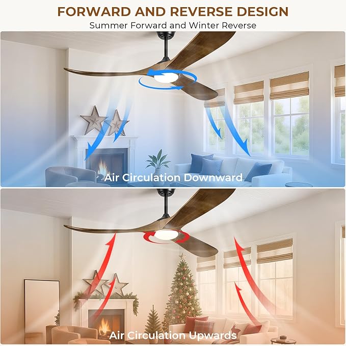 72" Ceiling Fans with Lights and Remote Control, Outdoor Ceiling Fan with Lights High CFM Quiet 3 Blade Wood Walnut Ceiling Fan, Oil Rubbed Bronze