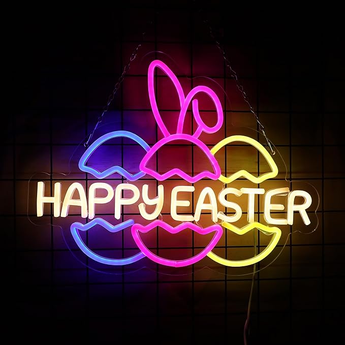 Easter Egg Neon Sign for Easter Decorations LED Egg Neon Light for Room Wall Decor Holiday Gift