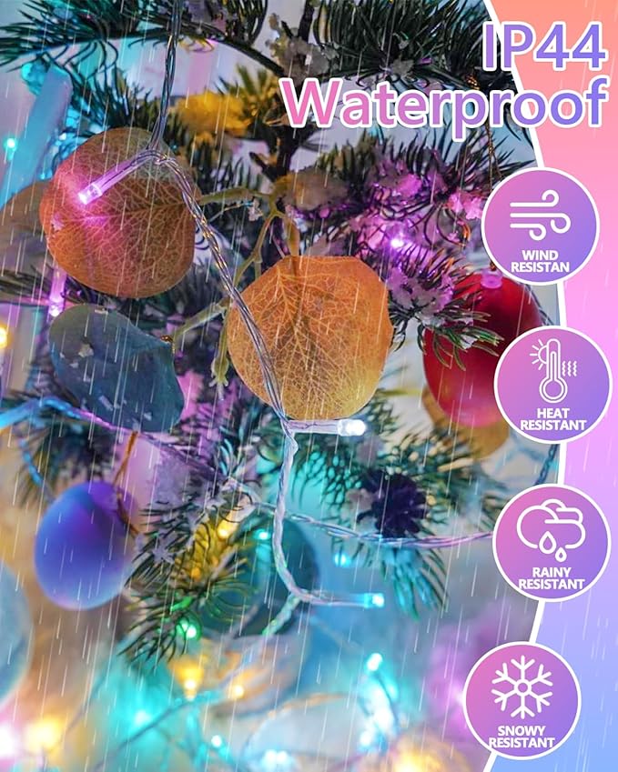 Easter Lights Battery Operated Twinkle Lights, 2 Pack 66FT 200LED Multicolor easter String Lights, 8 Modes Waterproof Pastel Light Indoor Outdoor, Fairy Lights for Room Garden Party Easter Decorations