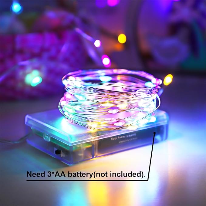 YAOZHOU Easter Decorations Pastel Fairy String Lights Indoor, Battery Operated Powered with Timer, 2 Pack Total 33FT 100 Led Mini Mason Jar Waterproof Firefly Lights for Garland DIY Party
