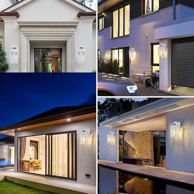 Porch Lights with GFCI Outlet with Remote,Dusk to Dawn Motion Sensor Outdoor Light, Upgraded 4 Lighting Modes Exterior Fixture Waterproof Outside Lights for House Patio Garage