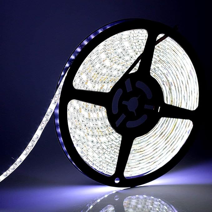 600 LEDs Light Strip Waterproof Cool White 7000K, SUPERNIGHT 16.4FT LED Rope Lighting Flexible Tape Decorate for Bedroom Boat Car TV backlighting Holidays Party (White)