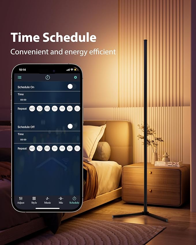 LED Corner Floor Lamp 2 Pack, 65" Tall Smart RGB Floor Lamp with APP and Remote Control, Ambient Lighting Color Changing Standing Lamps with Music Sync and Timing for Living Room, Bedroom, Gaming Room