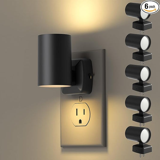 Led Night Light Plug in,Night Lights Plug into Wall Dusk to Dawn Sensor,20lm/40lm Adjustable Brightness,2700k Soft White,Dimmable Night Light for Hallway Bedroom Bathroom 6 Pack ETL-Certified