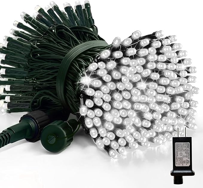 LAMPHOME 33ft Christmas Decorative Mini Lights, 100 LED Green Wire Fairy Starry String Lights Plug in, 11 Lighting Modes, for Indoor Outdoor Xmas Tree Wedding Party Decoration (White)