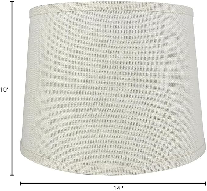 Urbanest French Drum Lampshade, Burlap, 12-inch by 14-inch by 10-inch, Off White, Spider Washer Fitter