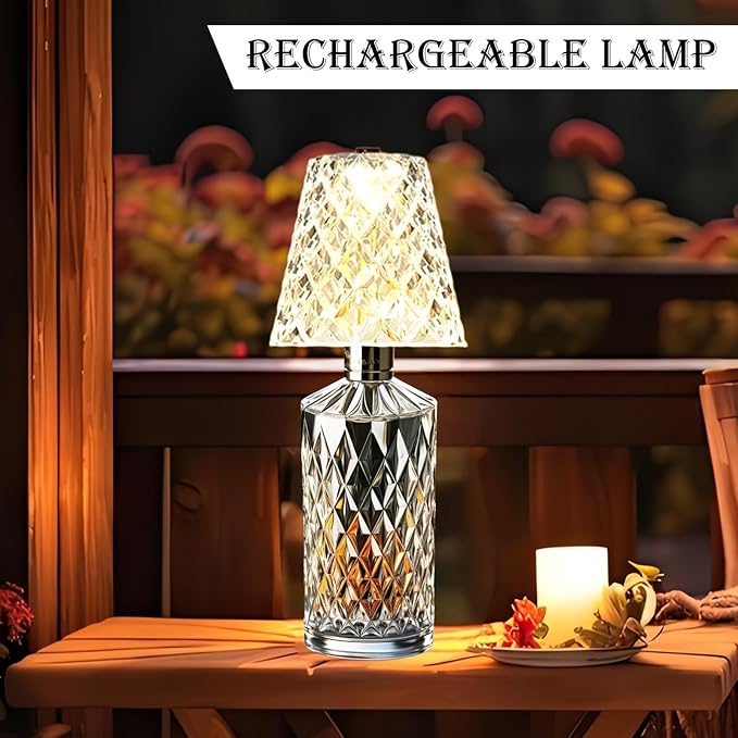 Rechargeable LED Bottle Lamp- Crystal Clear Table Lamp with 3 Color Modes, 2000mAh Battery & Touch Control, Wireless Wine Bottle Lamp for Home Bar, Wedding, Party Decor (2)