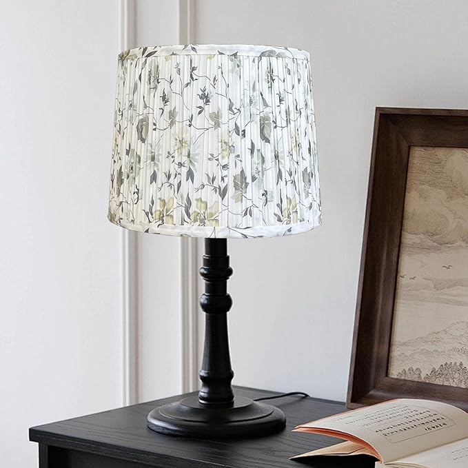 TOOTOO STAR Pleated Drum Lampshades 14.5" Top x 16" Bottom x 10" High Large Printed lampshade (Spider Fitter) for Table Lamps & Floor Lamps, Easy Assembly Required