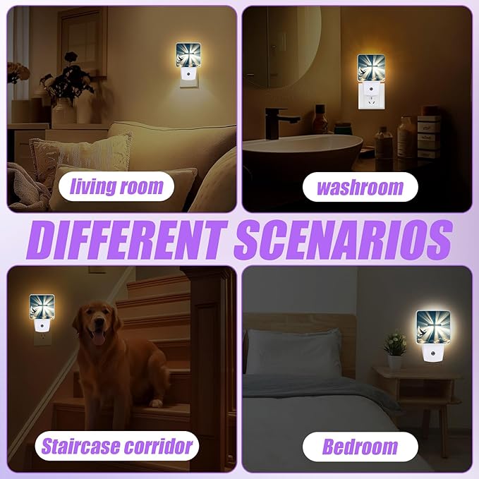 Cross Heaven Night Light,Plug-in Night Lights with Dusk-to-Dawn Sensor for Bedroom,Bathroom and Living Room Sleep Friendly lamp 0.5w