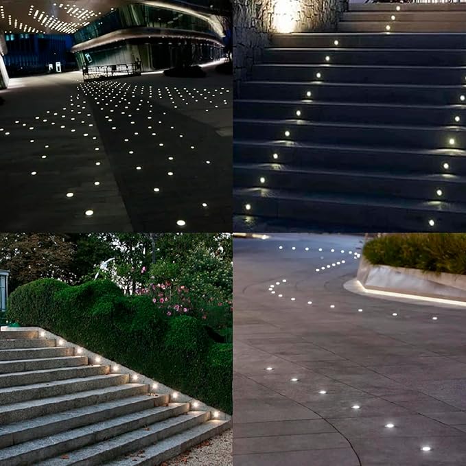 203 LED Underground Lamp, 1W, DC12-24V, IP67, Low-Voltage Recessed Type, Stainless Steel 304 Cover, Suitable for Outdoor Grounds, Decks, Squares, Parks, Courtyards (3000K, 6P-A)