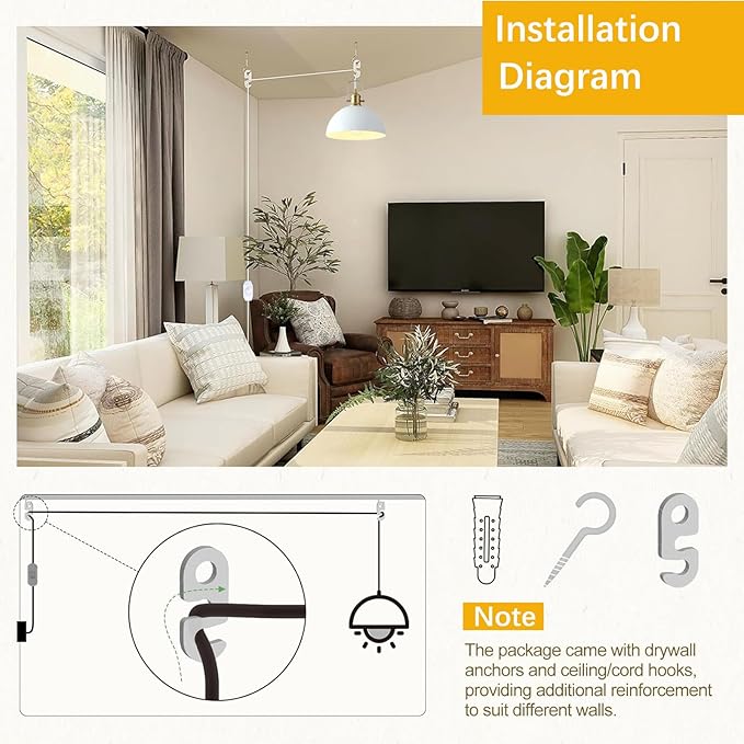 Plug in Pendant Light, Matte White and Gold Finish Haning Light with 19.68 Ft Cord, Dimming Switch, Metal Farmhouse Hanging Lamps for Living Room, Kitchen, Dining Room, Bedroom 9.84"
