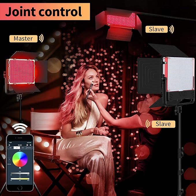 GVM 50SM Pro LED Video Light with Softboxes, RGB+Bi-Color Double Sided, Each Side 50W, Video Lighting Kit with Bluetooth Control, Led Panel Lights for YouTube, Studio, 3 Packs (GVM-50SM-3L)