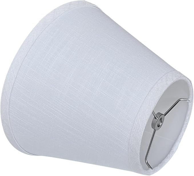 TOOTOO STAR Small Lamp Shades Set of 2, 5x9x7 Inch White Small Lamp Shade for Table Lamps Replacement, Handmade Linen Spider Mount