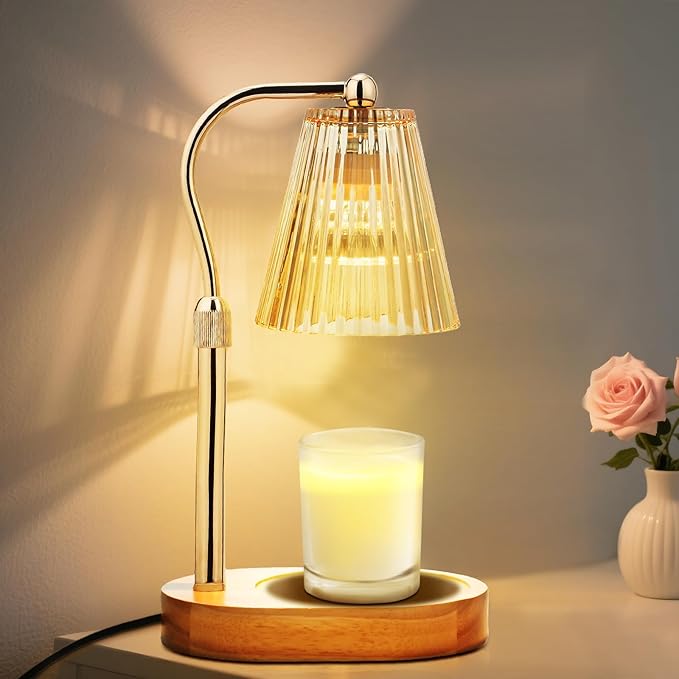 MISERWE Candle Warmer Lamp with 2Bulbs, Adjustable Height Dimmable Wax Warmer with Timer, Wax Melt Warmer with 4 Brightnes, Candle Warmer Light for Mothers Day/Birthday Gifts