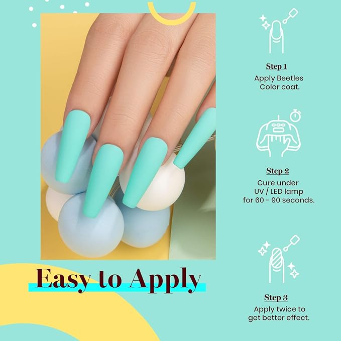 Beetles Teal Gel Nail Polish - Cascade Green 15ML/0.51Fl Oz, Teal Neon Gel Polish, Soak Off UV LED Spring Nails Art Design Manicure Salon DIY Home Neon Nails - Gifts for Women