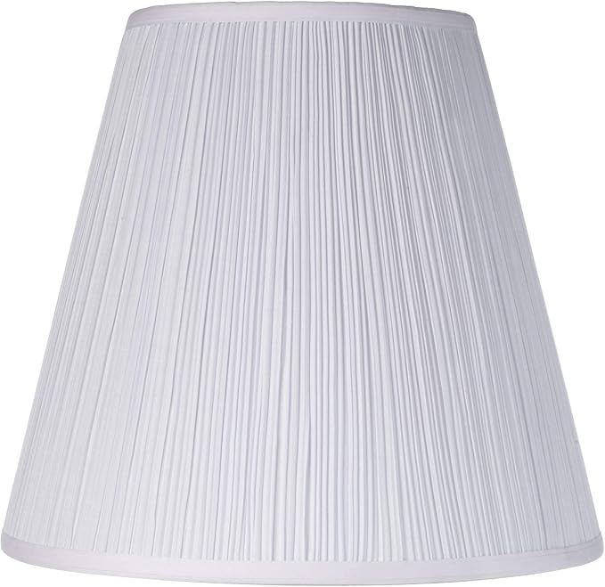 9" Top x 16" Bottom x 14 1/2" High x 14 3/4" Slant Lamp Shade Replacement Set of 2 Large White Ivory Mushroom Empire Round Traditional Fabric Pleated Spider Harp Finial - Springcrest