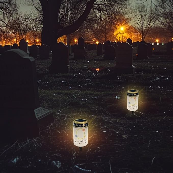 Personalized Solar Lights for Cemetery Decorations Custom Flameless Candles with Photo Name Waterproof Outdoor Solar Power Lights Memorial Flameless Candle