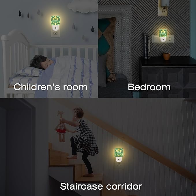 Happy St. Patrick's Day Night Light for Kids,Green Shamrock Leprechaun and Rainbow Night Light Plug in with Dusk to Dawn Sensor, 0.5w Energy Saving Sleep Friendly Nightlight for Kitchen Bedroom