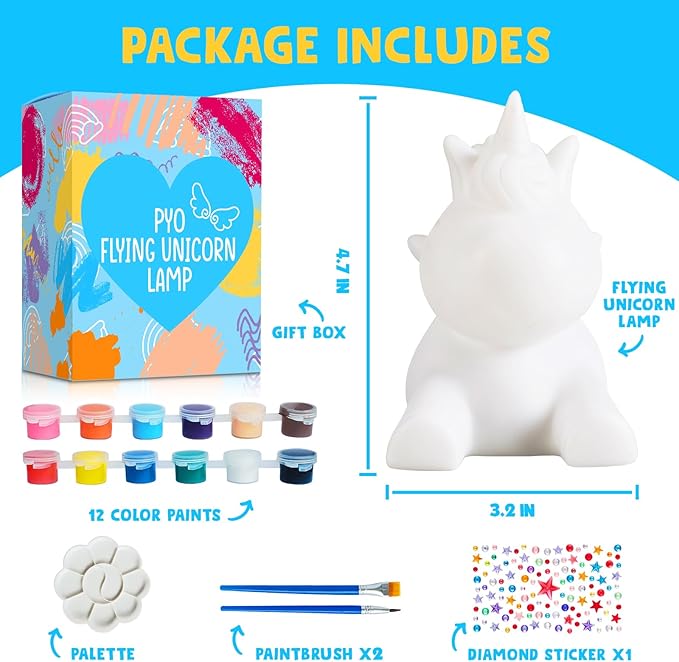 Goody King Paint Your Own Unicorn Lamp Craft Kit, Arts and Crafts for Kids Ages 8-12, Birthday Christmas Gifts for 8-12 Year Old Boys Girls, Painting Kit for Kids Ages 3 4 5 6 7 8 +