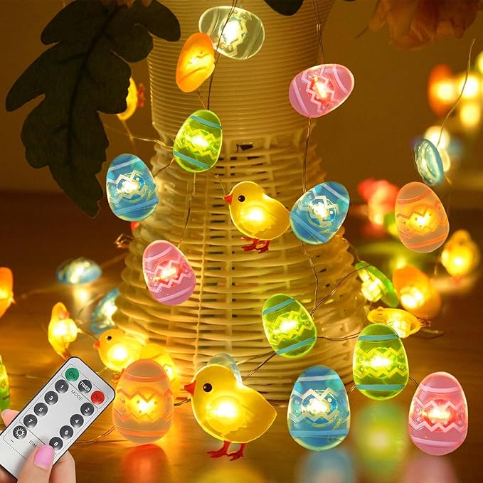 50 LED Egg Easter Lights for Easter Decorations, Battery Operated Easter String Lights for Easter Garland Spring Wreath Decor, Mini Lighted Eggs for Home Classroom Hunt Party Mantle Decor