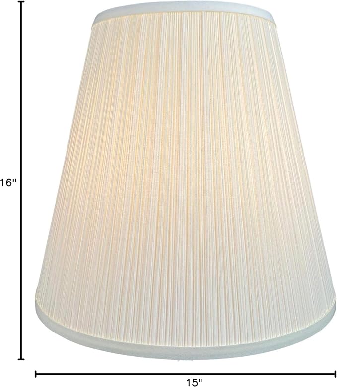FenchelShades.com Lampshade 9" Top Diameter x 16" Bottom Diameter x 15" Slant Height with Washer (Spider Attachment), in Pleated Mushroom Cream