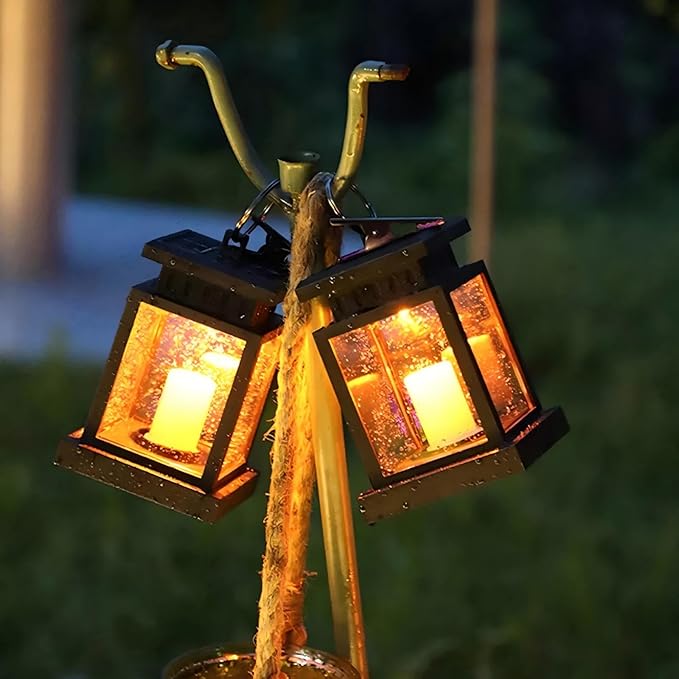 Solar Outdoor Lantern LED Portable Rechargeable Table Lamp 3000K Warm Light Nightstand Lamp Waterproof Cordless USB Solar 2in1 Hand Light for Patio, Black