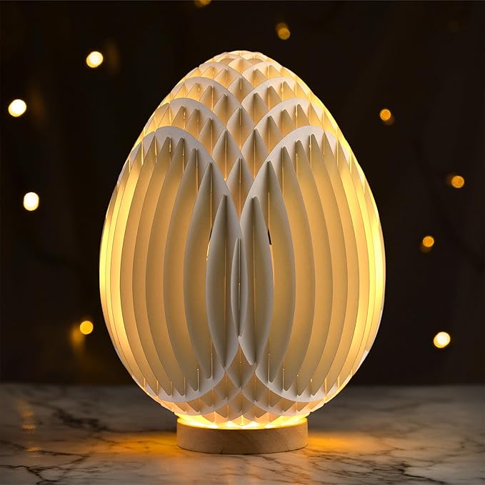 Lighted Easter Egg Centerpieces for Tables Indoor, Resurrection Scene, Paper Easter Decoration for Tabletop, Mantel, Religious Christian Cross Decor, Rabbit Home Decor (He is Risen)