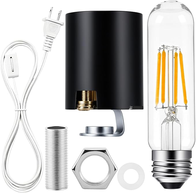 Honoson 1 Pack Large Ceramic Christmas Tree Wiring Kit 4 Watt LED Bulb, Ceramic Christmas Tree Replacement Lights, E26 Candelabra Base, Lamp Wiring Kit Nice for Lighting Large Size Objects