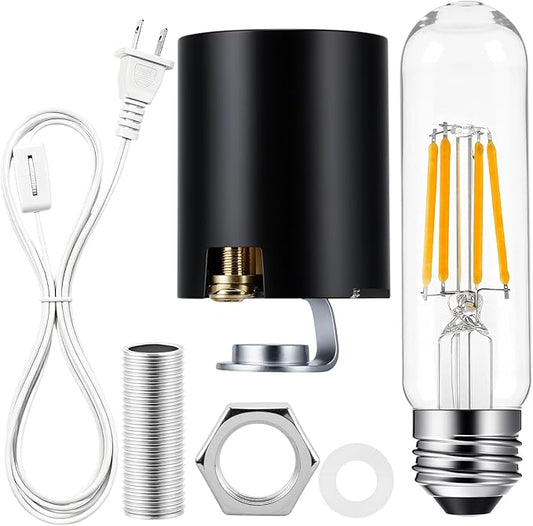 Honoson 1 Pack Large Ceramic Christmas Tree Wiring Kit 4 Watt LED Bulb, Ceramic Christmas Tree Replacement Lights, E26 Candelabra Base, Lamp Wiring Kit Nice for Lighting Large Size Objects