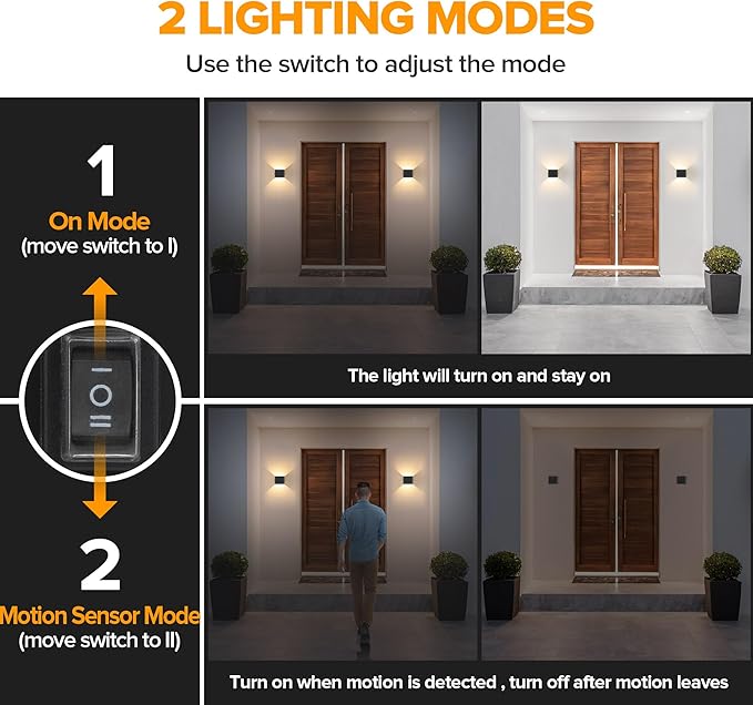 LUTEC Motion Sensor Wall Light, 5000mAh Rechargeable Battery Powered Wall Lamp, Two Adjustable Modes, Waterproof, Wireless LED Up and Down Wall Sconce for Living Room, Hallway, Bedroom-Black