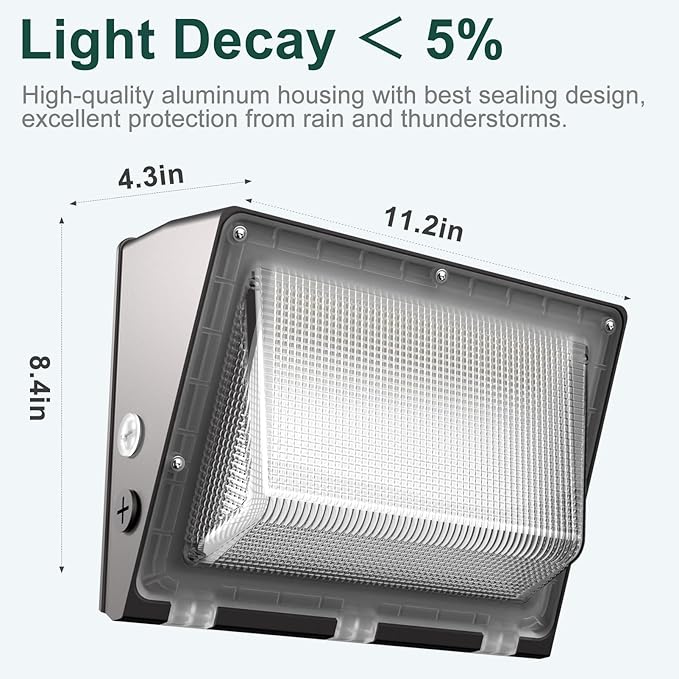 10Pack 150W LED Wall Pack Lights, 100-277v Dusk to Dawn with Photocell, 22500Lm 5000K Daylight IP65 Waterproof Outdoor Security Lighting, Energy Saving, ETL | 5-Year Warranty(Height:10~20ft)