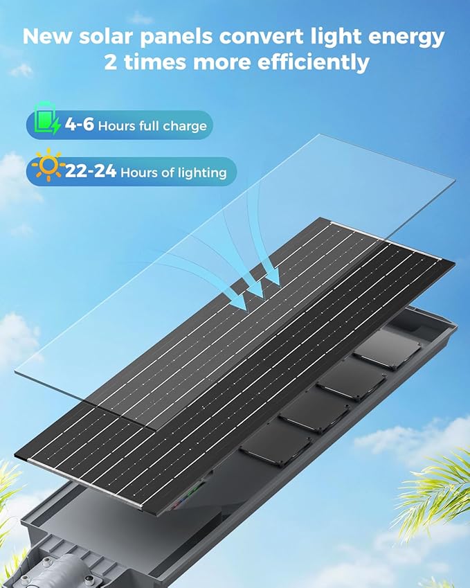 AIKVSXER S-10000W Solar Street Lights Outdoor, 6500K Commercial Dusk to Dawn Parking Lot Light, Waterproof IP67 Solar Security Flood Lights with Motion Sensor and Remote for Street,Road,Yard, 1 Pack