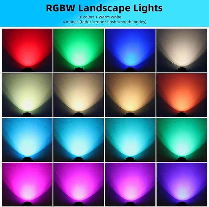 RGBW SpotLights Indoor 16 Color Changing Uplights with Remote Control, 110V Dimmable Plug-in Floor Uplighting Indoor for Party Plant Halloween Christmas Decor (2 Pack)