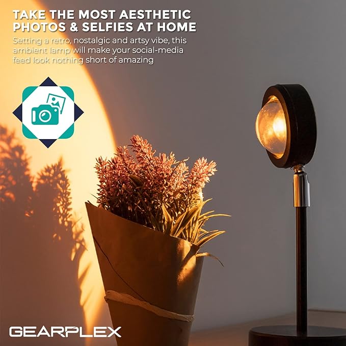 Sunset Lamp Projector for Home Décor & Photography Ambient LED Night Light Lamp with USB Charging Cord- 180-Degree Rotating Romantic UFO Sunset Lamp for Selfies Christmas Home Parties