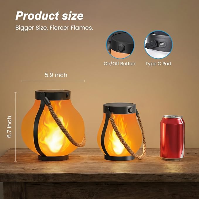 Hompavo Larger Gen2 Solar Lanterns Outdoor, Dual Charging (USB/Solar) & 2-Mode - Waterproof Decorative Hanging/Table Lights for Yard Patio Garden Halloween Christmas Decor, Birthday Gifts for Women, 4