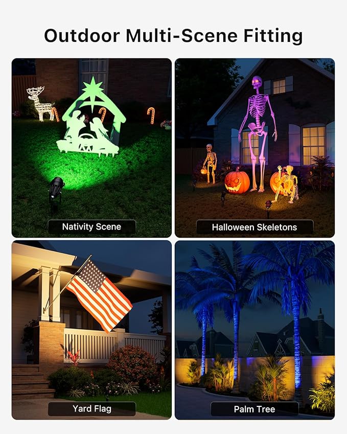 6 Pack Color Change Spotlights for Decor Lighting 120V Remote Waterproof Plug-in Multicolor Landscape Spot Light Uplight for Yard Decoration, Tree, Bush, Status, Indoor Plant, Picture & Painting
