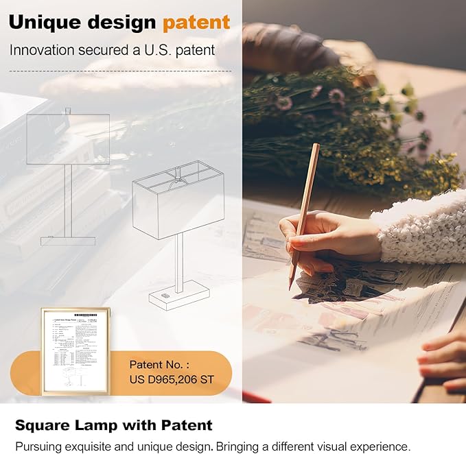 21" Touch Bedside lamps with 2 USB & AC Outlets, 3-Way Dimmable Bedside Table Lamps Set of 2 for Bedroom Living Room Office Reading, Beige Linen Shade Lamps for Night Stands, 2700K LED Bulbs Included