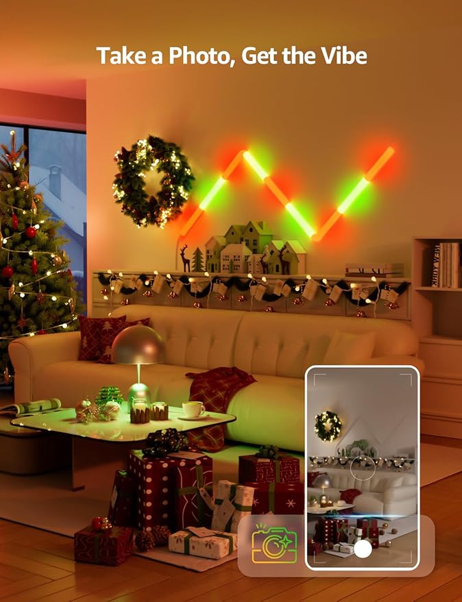 Lepro WL1 AI Smart RGB Wall Lights with LightBeats Music Sync, Personalized AI Lighting Designer, Voice Control Via App, Wi-Fi & Bluetooth LED Light Bars, 8 Pcs with 4 Corners