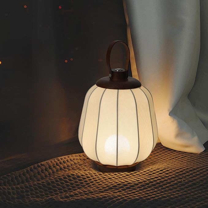 Cordless Rechargeable Lanterns Table Lamp - LED Outdoor Light,4000 mAh Battery Operated,3 Color Dimming Touch Desk Lamps with Handle for Bedroom/Living Room/Restaurant/Camping