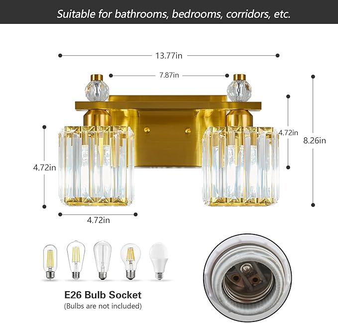 Gold Bathroom Vanity Lights Crystal Vanity Light Bathroom Lighting Fixtures 2 Light Modern Vanity Lighting Fixtures