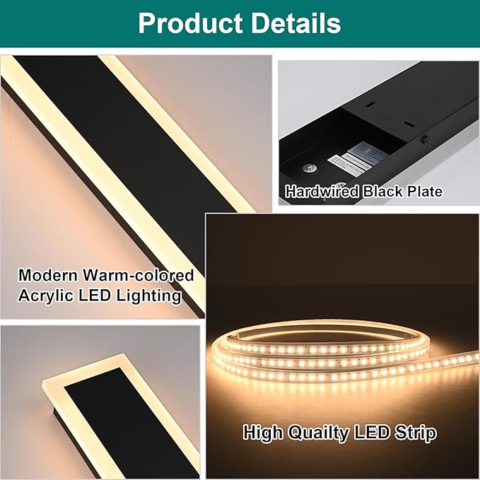 2 Pack Long Outdoor Led Wall Light for House,60 inch Modern Large Outdoor LED Wall Lights,Dimmable Outside Long Linear Light Fixture,Exterior Long Linear Light for Porch,Patio,Garage,Enterway
