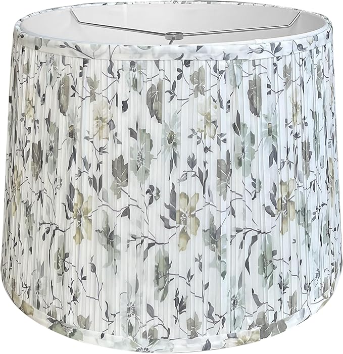 TOOTO STAR Medium Lampshade Printing Flowers,12"Top x 14" Bottom x 9.5"Heigh (Spider) Drum Lamp Shade For TableLamp,Floor Lamps, Assembly Required