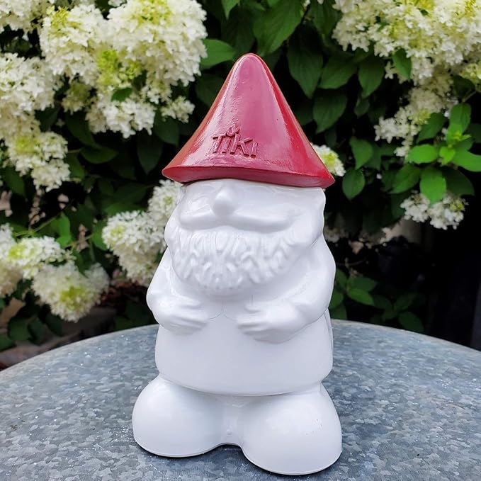 TIKI Brand 2-Pack Decorative Gnome Table Torch, for Outdoor Lighting in Patio, Backyard, 7 Inch, Red and White, 1120166