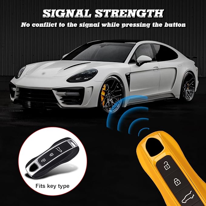 x xotic tech Yellow Remote Key Covers Case, Compatible with Porsche Cayenne Cayman Panamera 971 Macan Taycan 911 991 918 Carrera 992, 3PCS Smart Key Fob Painted Keyless Entry Protectors