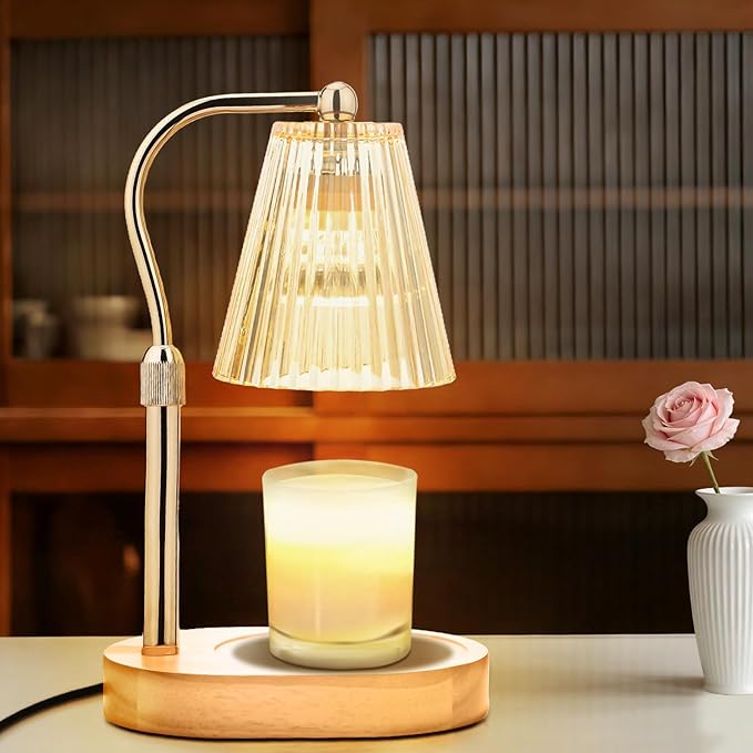 MISERWE Candle Warmer Lamp with 2Bulbs, Adjustable Height Dimmable Wax Warmer with Timer, Wax Melt Warmer with 4 Brightnes, Candle Warmer Light for Mothers Day/Birthday Gifts