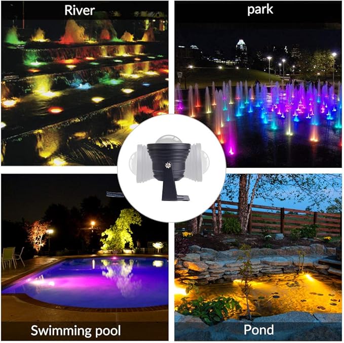 10W 12V 16 Million Colors LED Pond Light- 900LM IP68 Waterproof Outdoor Landscape Light with APP Control and 98.4-Inch Adapter for Landscape Fish Tank Pond Swimming Fountain Garden