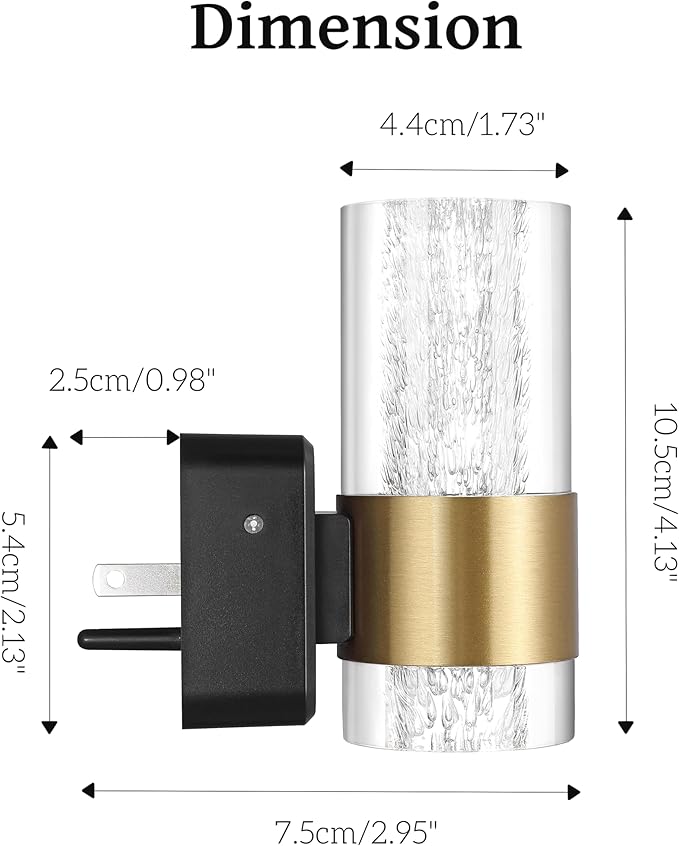 LED Night Lights Plug into Wall, Dimmable Night Light with Dusk to Dawn Sensor, Adjustable Brightness, Plug in Nightlight for Bathroom, Bedroom, Hallway, 2 Pack