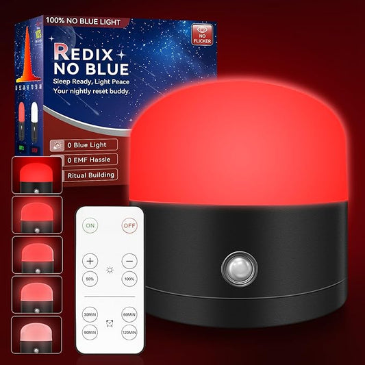 Neporal REDIX 670nm Red Light for Sleep, 100% Blue Light Blocking Night Light, Dimmable & 4 Timer Natural Promoting Melatonin for Fall Sleep, Specific Remote Touch Control Sleep Lamp for Bedroom