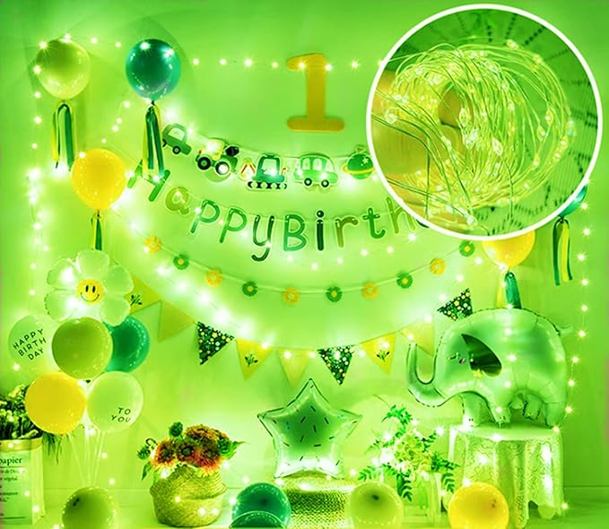 Green Battery Operated String Lights, St. Patrick's Day Decoration Waterproof 7Ft 20 LED Diwali Halloween Lights for Bedroom Living Room Indoor Outdoor Wedding Party Decor
