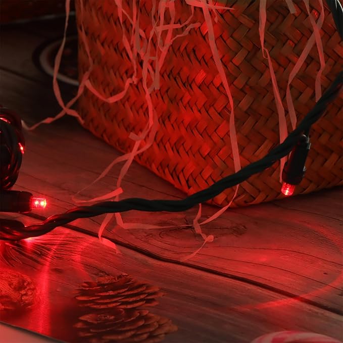 100 LED 5MM Red Christmas Lights, 33FT Indoor/Outdoor String Light, Mini Lights for Garden, Patio, Christmas Trees - Green Wire, Commercial Grade, UL Listed